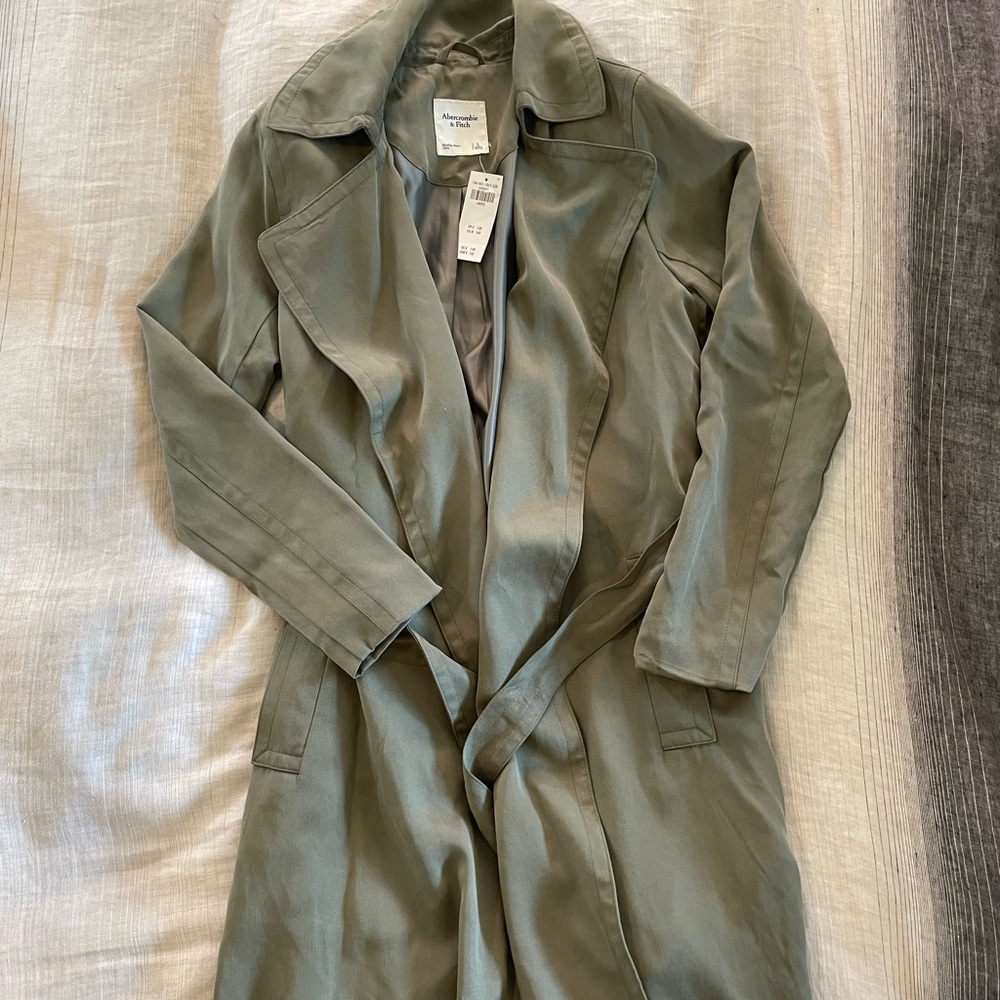 Abercrombie & Fitch Olive Green Trench Coat